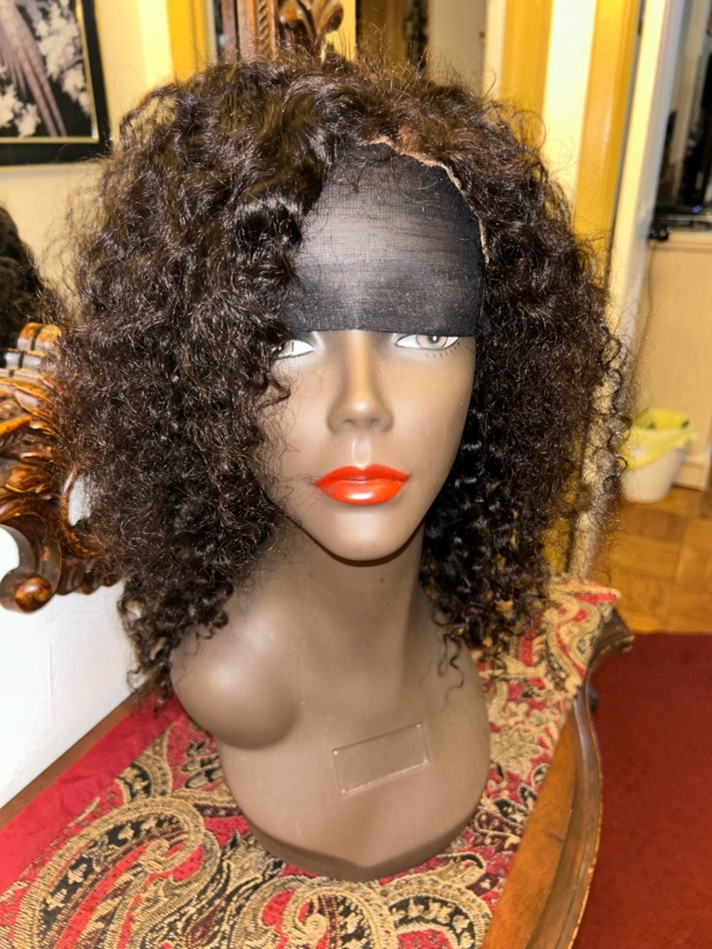 Curly Human Hair Wig - Natural Brown